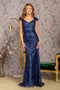 GLS Gloria GL3414 Fitted Glitter Print Short Sleeve Gown