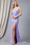 Amelia Couture 5046 Fitted Gown with Iridescent Sequins and Slit