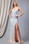 Amelia Couture 5046 Fitted Gown with Iridescent Sequins and Slit