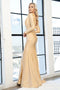 Amelia Couture 381-1 Long Sleeve Fitted Lycra Gown