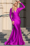 Amelia Couture 381-1 Long Sleeve Fitted Lycra Gown