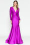 Amelia Couture 381-1 Long Sleeve Fitted Lycra Gown