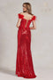 Nox Anabel Fitted Off Shoulder Feather Gown S1229