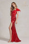 Nox Anabel Fitted Off Shoulder Feather Gown S1229