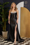 Nox Anabel Sleeveless Fitted Satin Gown with Beading and Slit E1242