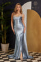 Nox Anabel Sleeveless Fitted Satin Gown with Beading and Slit E1242