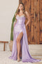 Nox Anabel Sleeveless Fitted Satin Gown with Beading and Slit E1242