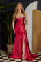 Nox Anabel Sleeveless Fitted Satin Gown with Beading and Slit E1242