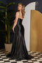 Nox Anabel Sleeveless Fitted Satin Gown with Beading and Slit E1242