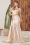 Nox Anabel One-Shoulder Fitted Satin Gown with Slit E1239