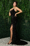 Nox Anabel Fitted Sequin Feather Gown R1059