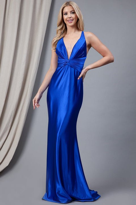 Amelia Couture 5039 Fitted Sleeveless V-Neck Gown