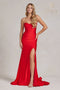 Nox Anabel Strapless Fitted Gown with Slit T1139