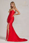 Nox Anabel Strapless Fitted Gown with Slit T1139