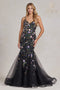 Nox Anabel Floral Beaded V-Neck Mermaid Gown C1117