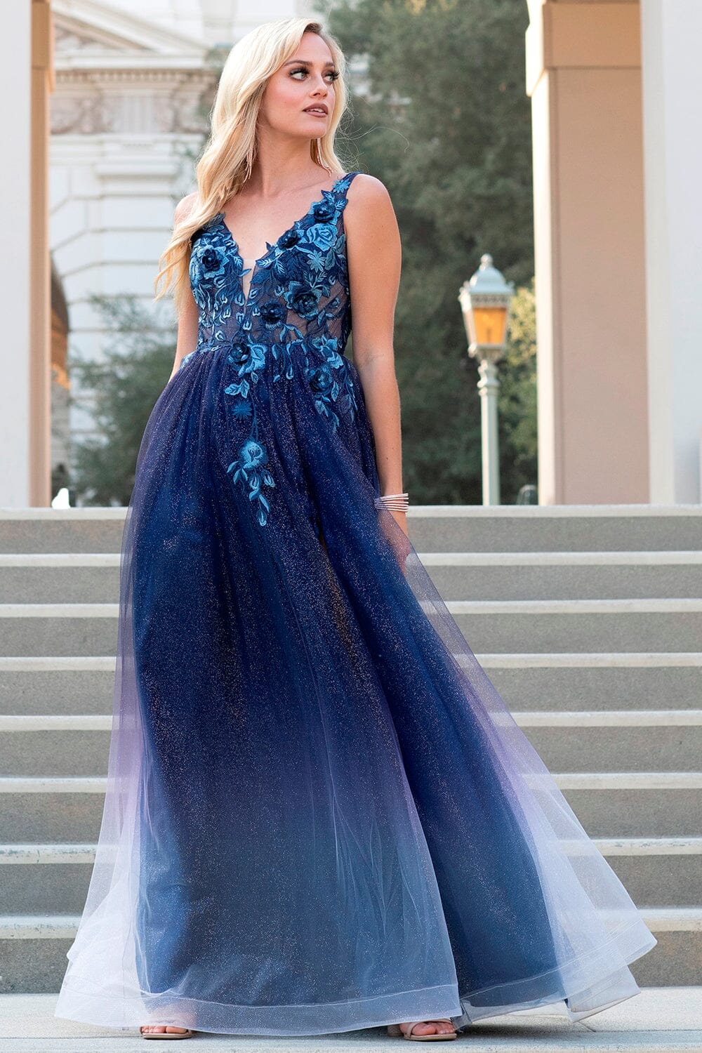 Amelia Couture 5015 Floral Embroidered Gown with Glitter Ombre sheerdreamz Amelia Couture 5015 Floral Embroidered Gown with Glitter Ombre sheerdreamz