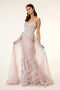 Elizabeth K GL1920 Floral Embroidered Overskirt Gown