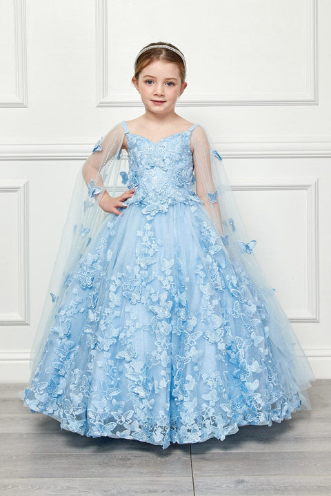Bella Princess PK1001 girls 3d butterfly cape ball gown by petite adele pk1001 — image 1.0