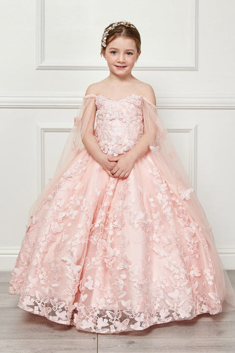 Bella Princess PK1001 girls 3d butterfly cape ball gown by petite adele pk1001 — image 15.0
