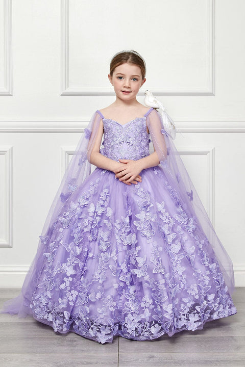 Bella Princess PK1001 girls 3d butterfly cape ball gown by petite adele pk1001 — image 11.0