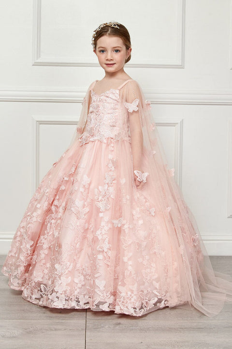 Bella Princess PK1001 girls 3d butterfly cape ball gown by petite adele pk1001 — image 20.0