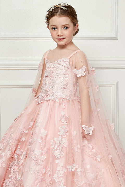 Bella Princess PK1001 girls 3d butterfly cape ball gown by petite adele pk1001 — image 19.0