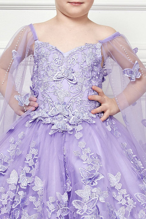 Bella Princess PK1001 girls 3d butterfly cape ball gown by petite adele pk1001 — image 12.0
