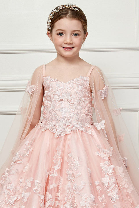 Bella Princess PK1001 girls 3d butterfly cape ball gown by petite adele pk1001 — image 17.0