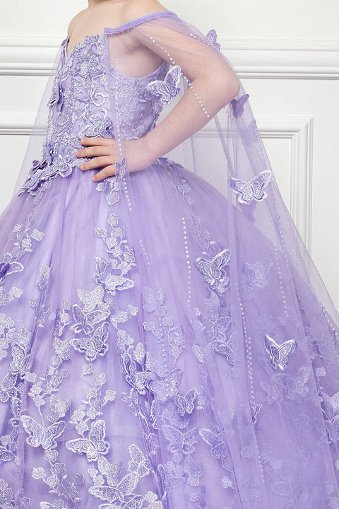 Bella Princess PK1001 girls 3d butterfly cape ball gown by petite adele pk1001 — image 14.0