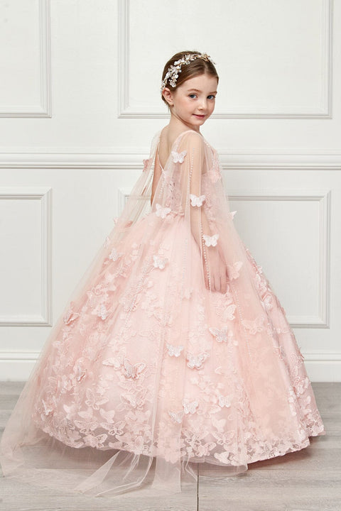 Bella Princess PK1001 girls 3d butterfly cape ball gown by petite adele pk1001 — image 21.0