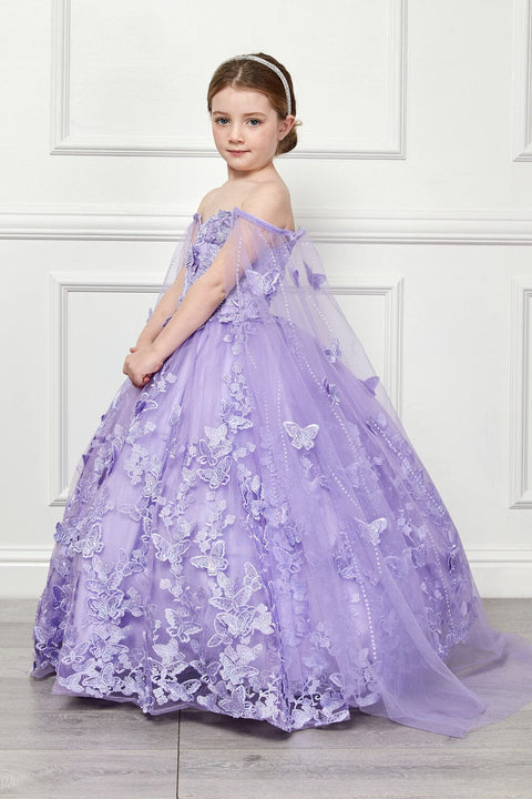 Bella Princess PK1001 girls 3d butterfly cape ball gown by petite adele pk1001 — image 13.0