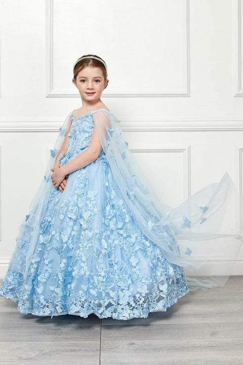 Bella Princess PK1001 girls 3d butterfly cape ball gown by petite adele pk1001 — image 9.0