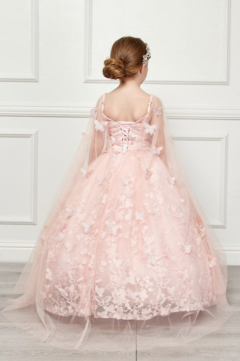 Bella Princess PK1001 girls 3d butterfly cape ball gown by petite adele pk1001 — image 16.0