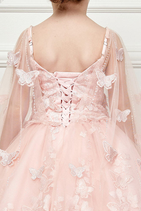 Bella Princess PK1001 girls 3d butterfly cape ball gown by petite adele pk1001 — image 18.0