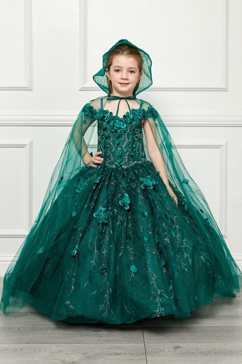 Bella Princess PK1004 girls 3d floral cloak ball gown by petite adele pk1004 — image 13.0