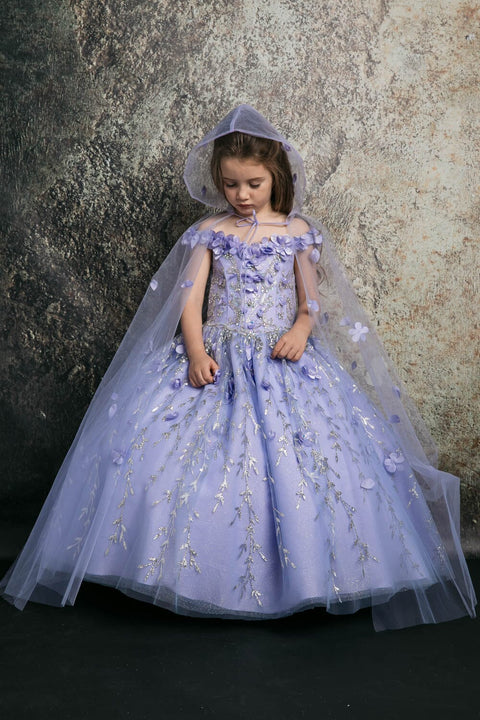 Bella Princess PK1004 girls 3d floral cloak ball gown by petite adele pk1004 — image 21.0