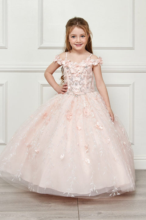 Bella Princess PK1004 girls 3d floral cloak ball gown by petite adele pk1004 — image 6.0