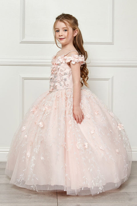 Bella Princess PK1004 girls 3d floral cloak ball gown by petite adele pk1004 — image 11.0