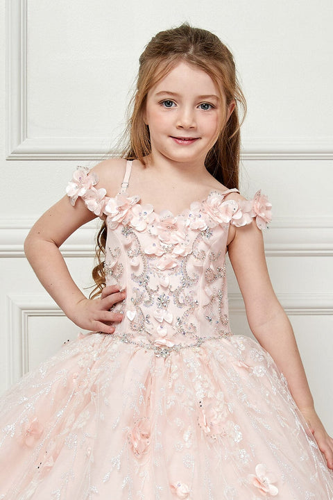 Bella Princess PK1004 girls 3d floral cloak ball gown by petite adele pk1004 — image 4.0