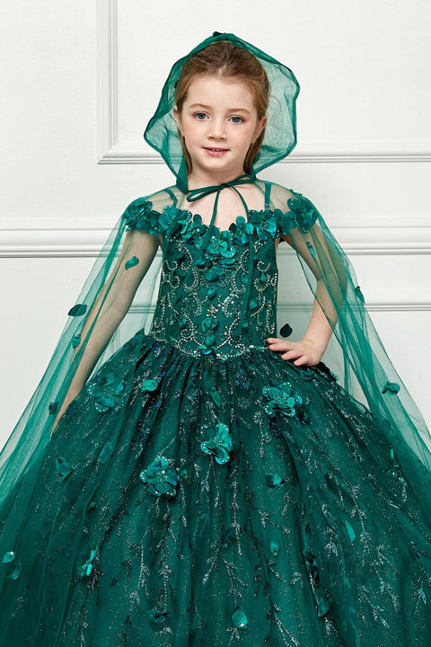 Bella Princess PK1004 girls 3d floral cloak ball gown by petite adele pk1004 — image 15.0