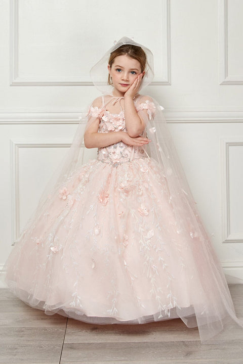 Bella Princess PK1004 girls 3d floral cloak ball gown by petite adele pk1004 — image 9.0