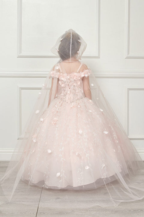 Bella Princess PK1004 girls 3d floral cloak ball gown by petite adele pk1004 — image 5.0