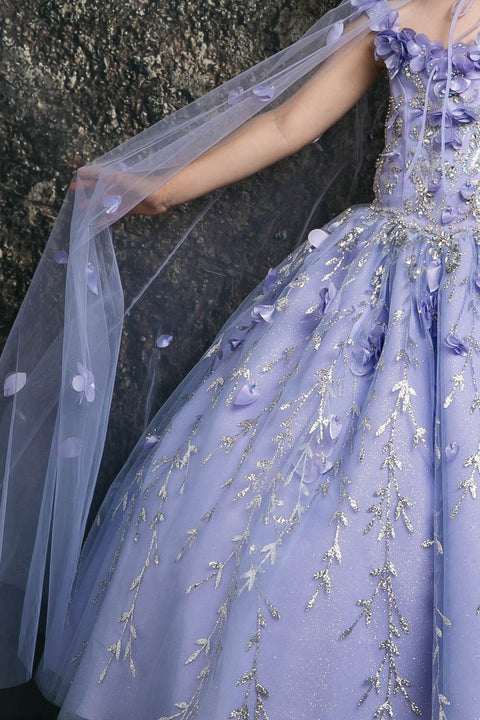 Bella Princess PK1004 girls 3d floral cloak ball gown by petite adele pk1004 — image 24.0