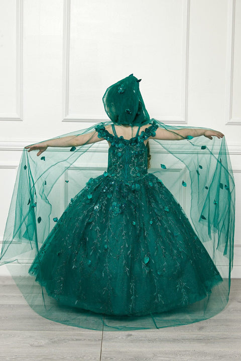 Bella Princess PK1004 girls 3d floral cloak ball gown by petite adele pk1004 — image 17.0
