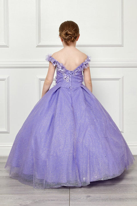 Bella Princess PK1002 girls 3d floral glitter cloak ball gown by petite adele pk1002 — image 2.0