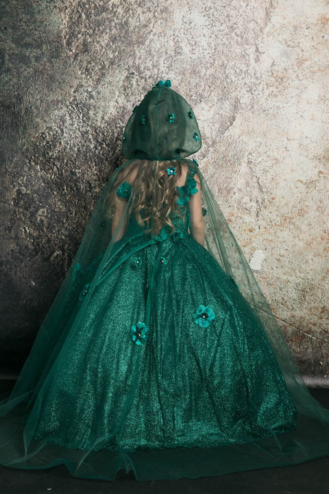 Bella Princess PK1002 girls 3d floral glitter cloak ball gown by petite adele pk1002 — image 8.0