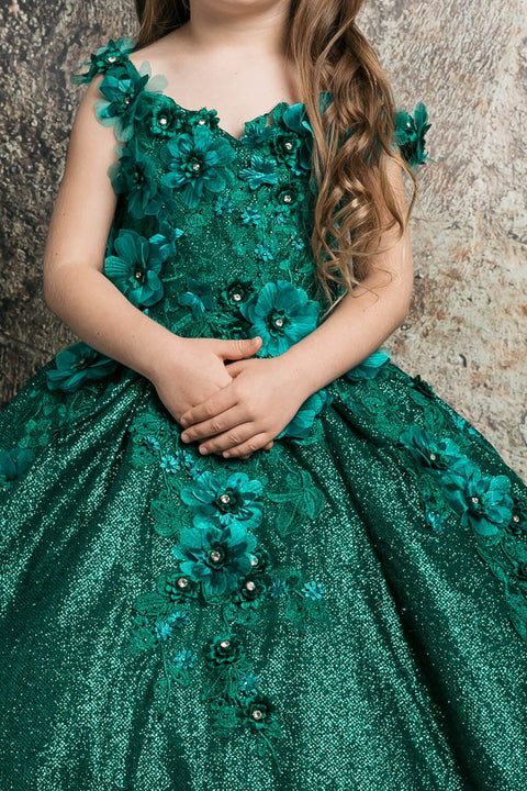 Bella Princess PK1002 girls 3d floral glitter cloak ball gown by petite adele pk1002 — image 4.0