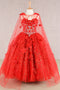 Elizabeth K GK105 Girls 3D Floral Sleeveless Cloak Gown