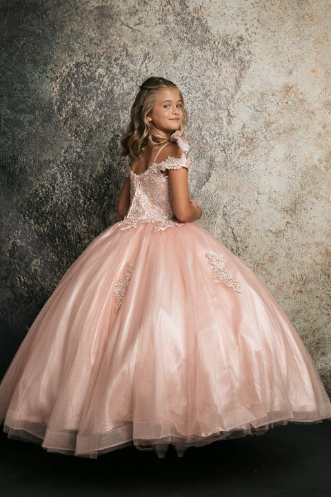 Bella Princess C338 girls applique off shoulder gown by petite adele c338 — image 9.0