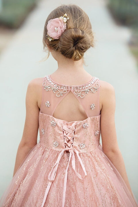 Bella Princess C334 girls beaded sleeveless glitter gown by petite adele c334 — image 3.0